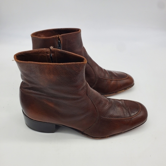 Vintage The Florsheim Shoes Men 11 D Essex Moc Toe Zipper Leather Ankle Boots - Picture 4 of 12